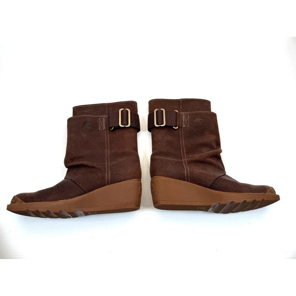 Sorel Toronto Mid Wedge Boots Women 7‎ NWOB Suede Pull on Waterproof Adjustable